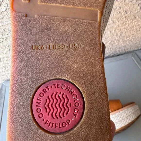 FitFlop Eloise Wedge Sandals Womens Size 8 Tan Platform Espadrille Strappy Shoes - Picture 9 of 16